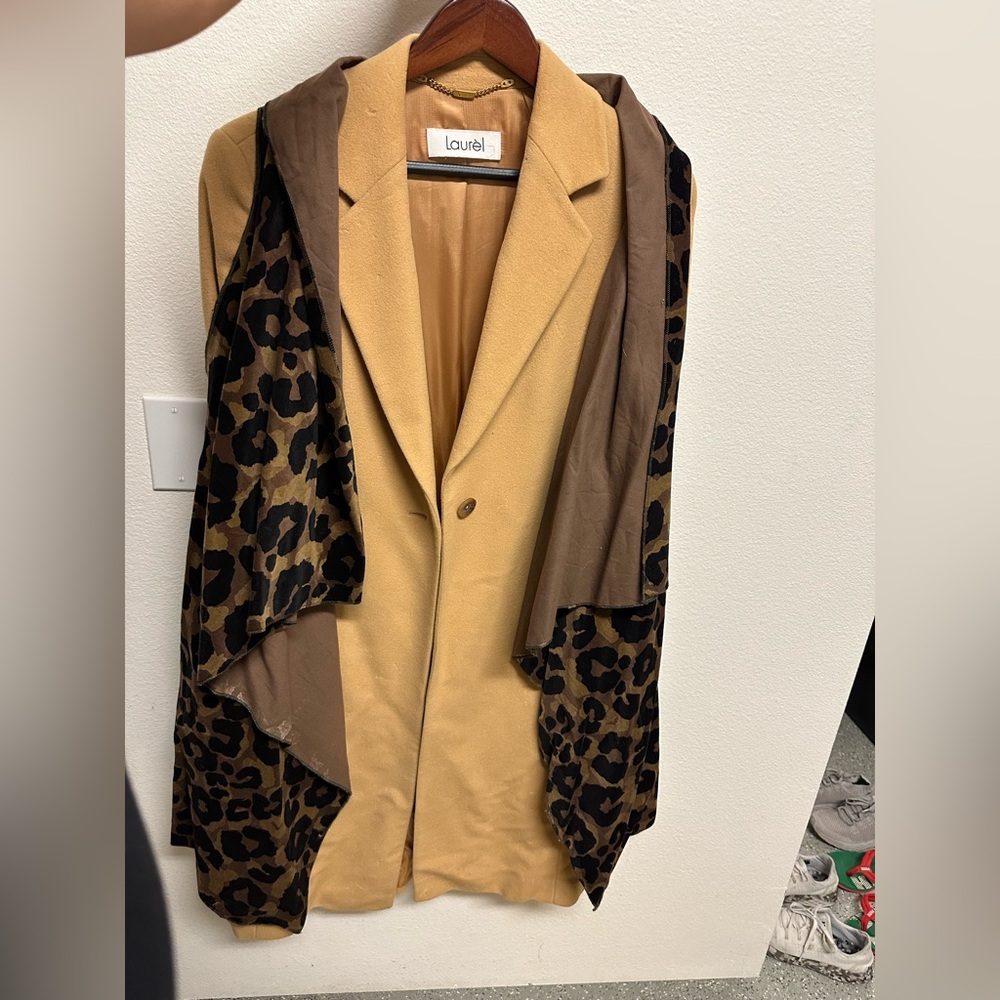 Women's Wool Trench Coat with Leopard Print Shaul